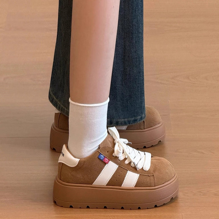 Damen Hochwertige Freizeitsneaker mit dicker Plateausohle und atmungsaktiver Mesh-Oberfläche Drune