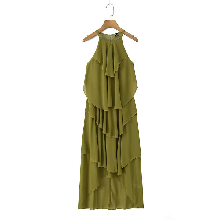 Damen Maxikleid mit schwingenden Volants Drune