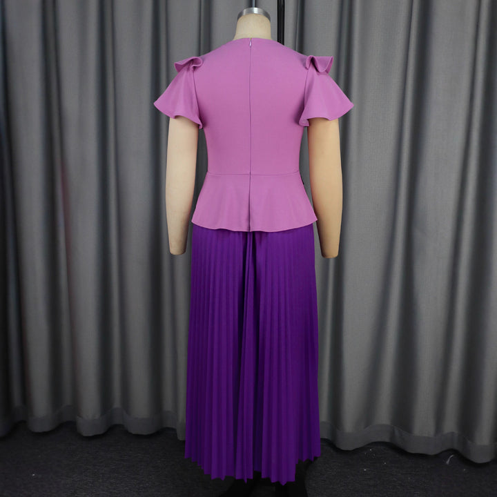 Damen Elegantes Set aus Blusentop und plissiertem Rock Drune