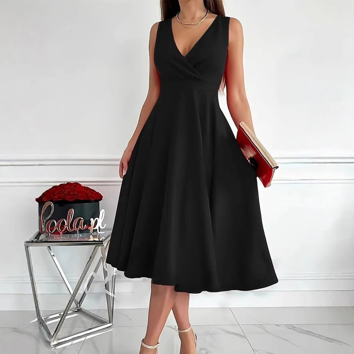 Damen A-Linien-Kleid mit V-Ausschnitt und schmeichelndem Schnitt Drune