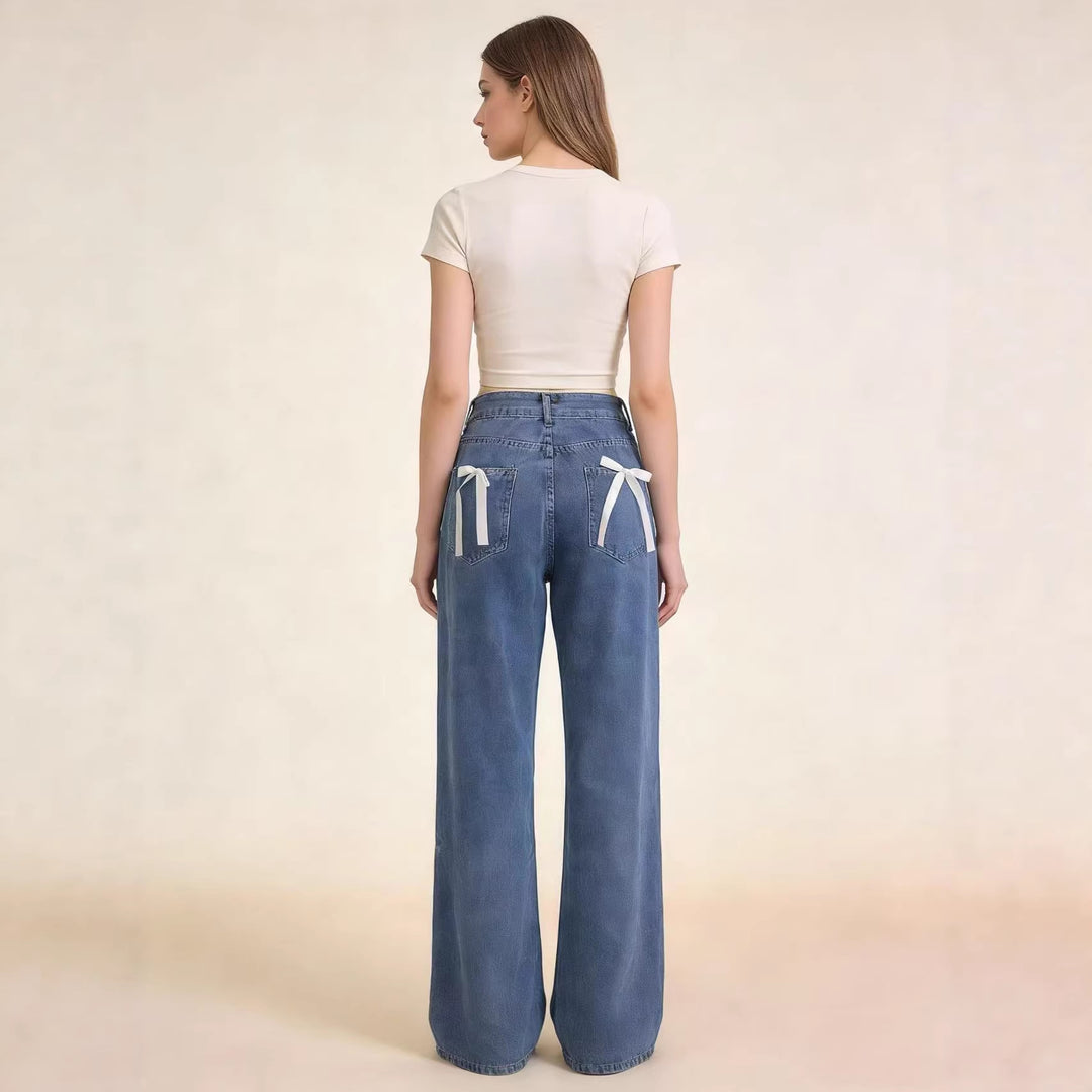 Damen nan hochgeschnittene extra-lange Schlagjeans mit weitem Bein und cleanem Five-Pocket-Schnitt Drune