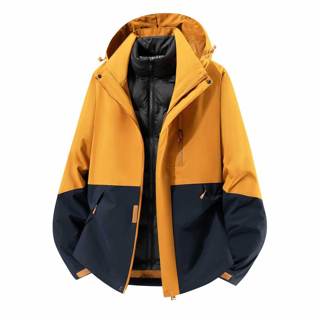 Herren Wasserfeste dreiteilige Winterjacke mit abnehmbarer Daunen-Innenjacke und Kapuze Drune