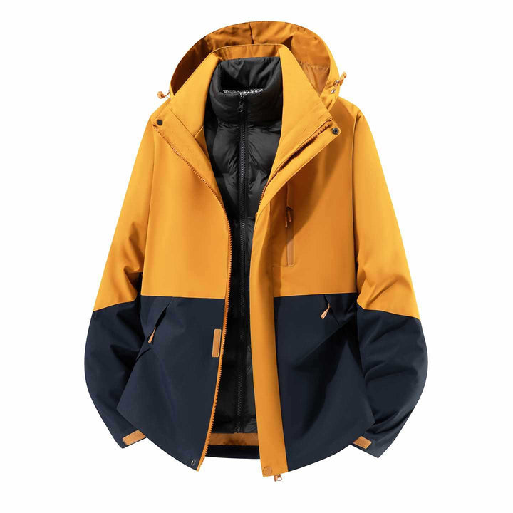 Herren Wasserfeste dreiteilige Winterjacke mit abnehmbarer Daunen-Innenjacke und Kapuze Drune