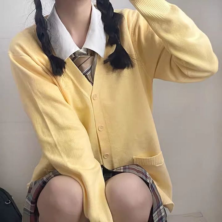 Damen College Strickjacke mit klassischem Kragen und dekorativem Schleifen-Design Drune