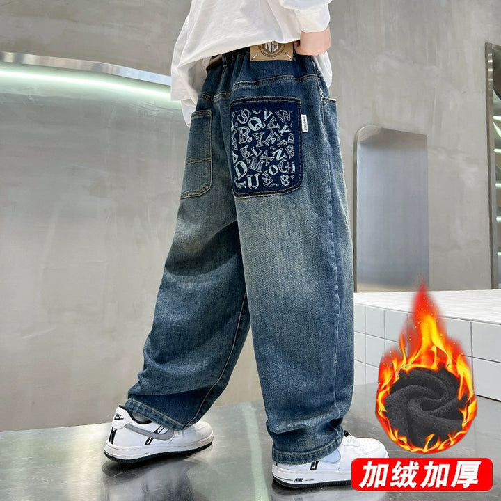 Damen lässige Baggy-Jeans mit einzigartigem Taschen-Design Drune