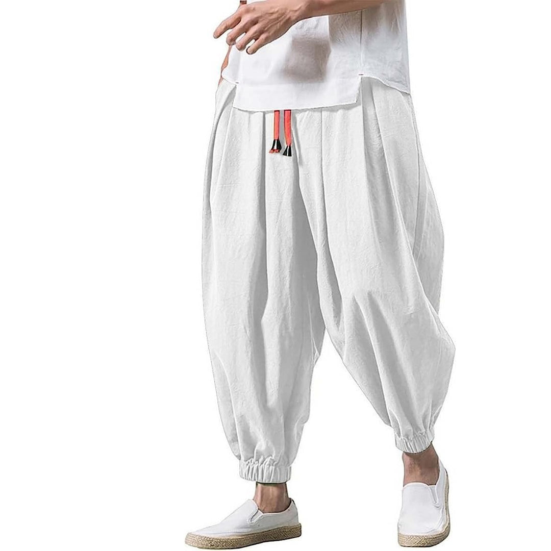 Herren nan ausgefallene Ballonhose im Haremstil mit Faltenwurf, elastischem Bund und Kordelzug Drune