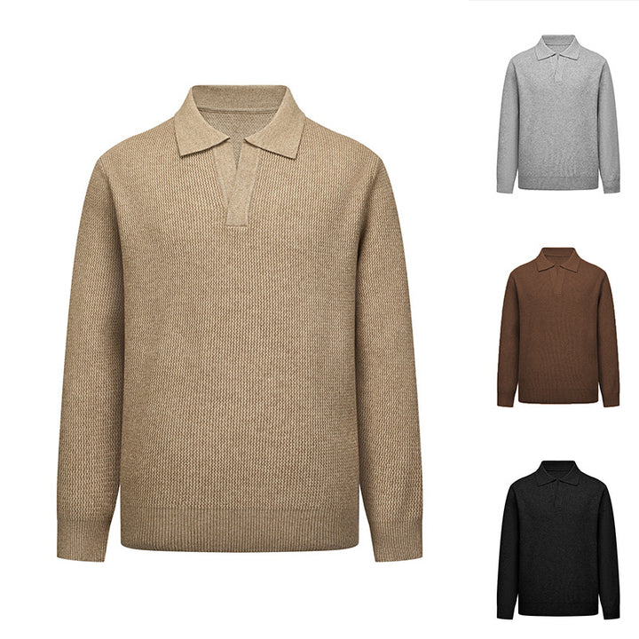 Herren Modisches Langarm Strickpolo Drune
