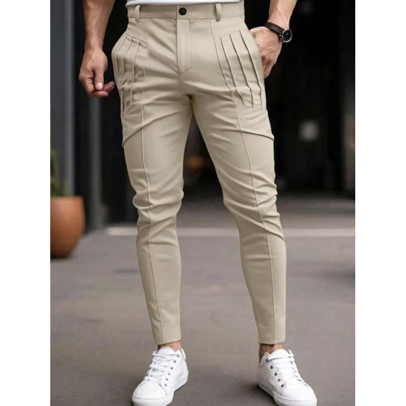 Herren stylische Slim-Fit Anzughose mit plissiertem Design Drune