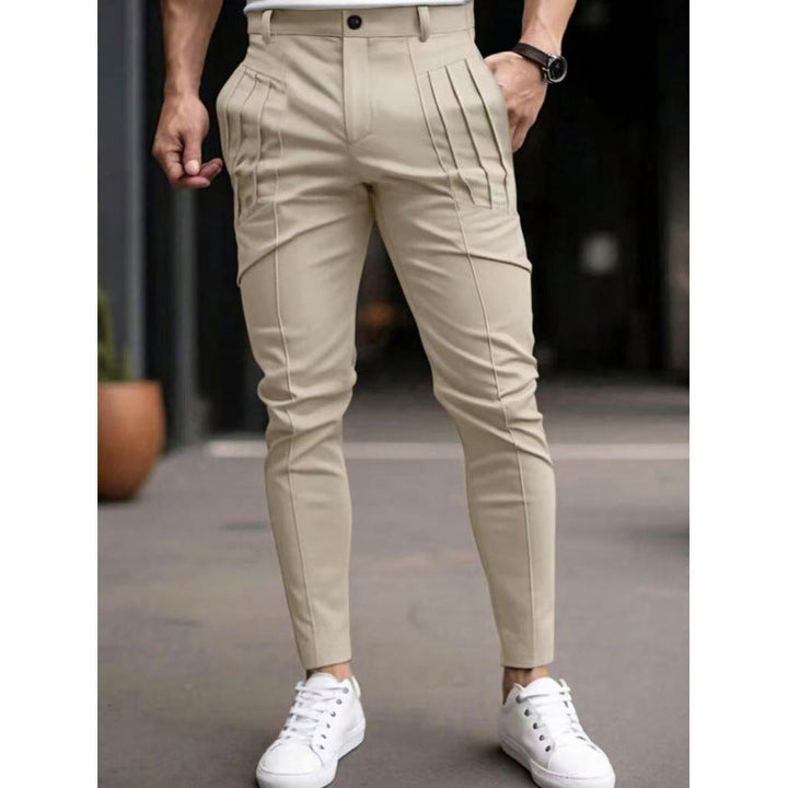 Herren stylische Slim-Fit Anzughose mit plissiertem Design Drune