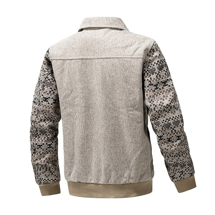 Herren Strick-Blousonjacke mit Reißverschluss, geripptem Saum & Norwegerärmeln Drune