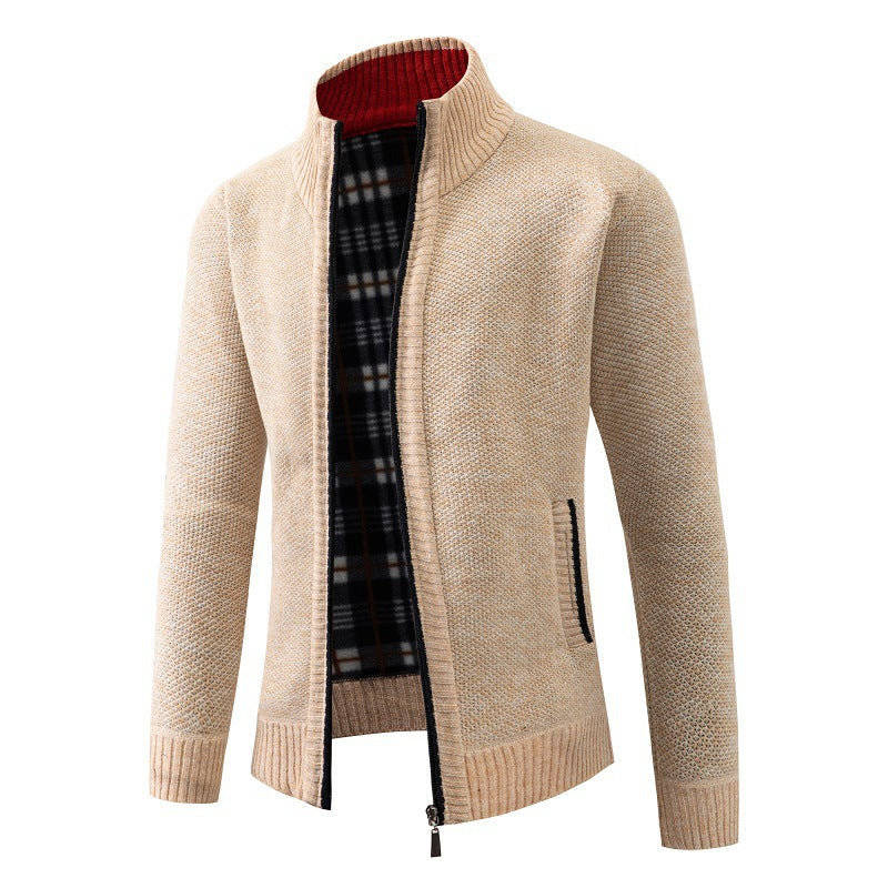 Herren elegante Strickjacke mit hohem Kragen und praktischem Reißverschluss Drune