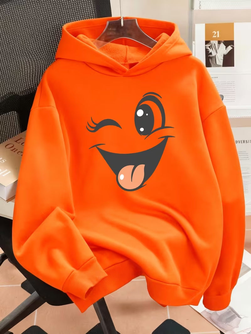 Damen Lustiger Kapuzenpullover mit einzigartigem Emoji-Design Drune