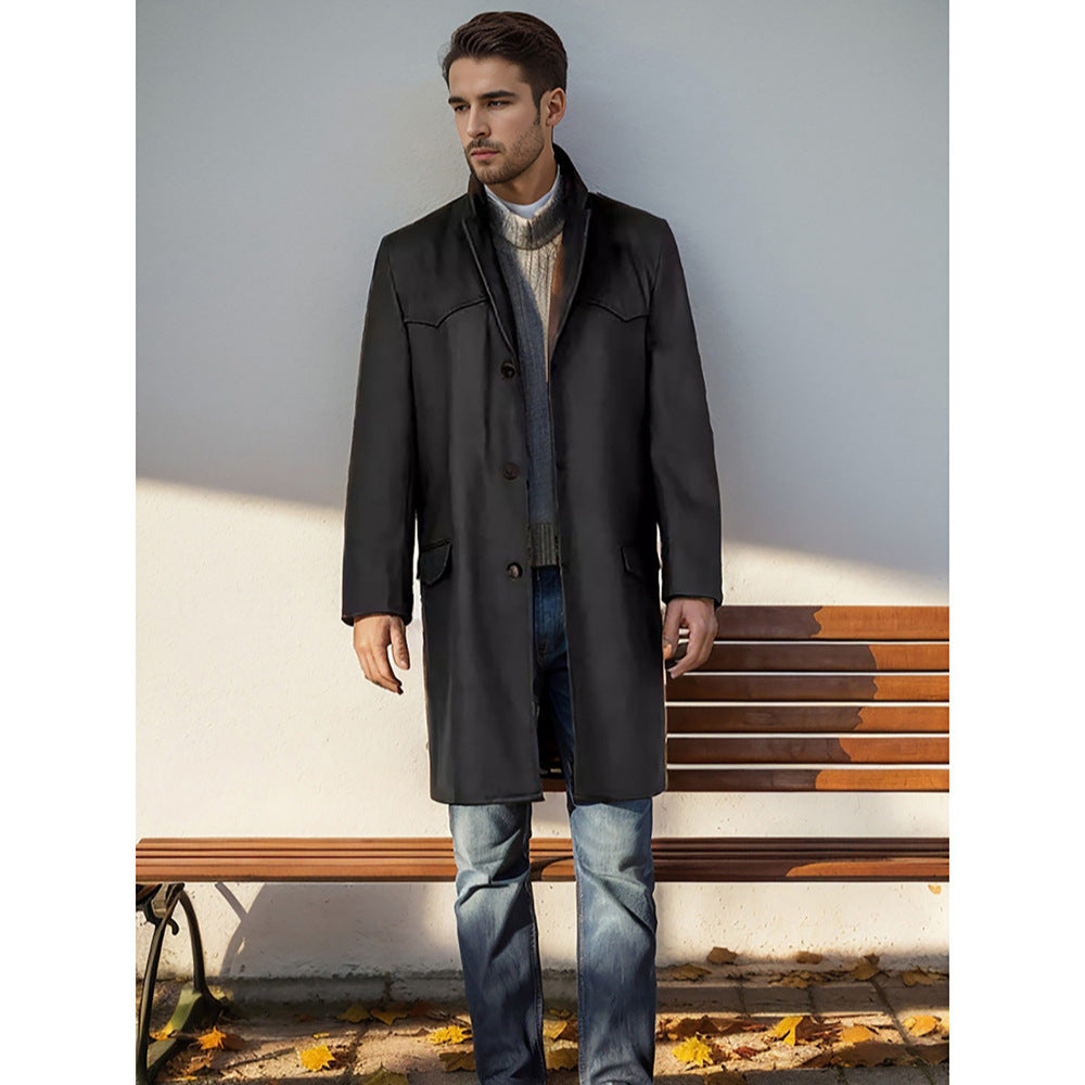 Herren eleganter Langmantel im klassischen Western-Stil mit hochwertigen Details Drune