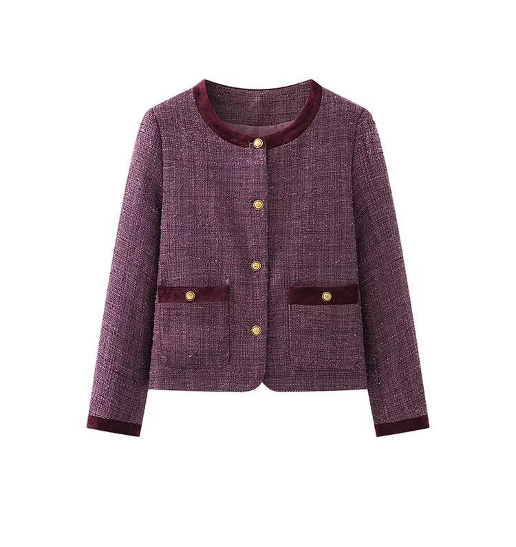 Damen modische Kurzblazerjacke mit eleganten Knopfdetails Drune