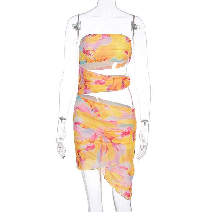 Damen Mini-Kleid mit asymmetrischem Schnitt und farbenfrohen Details Drune