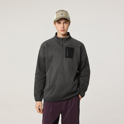 Herren Halbzip-Fleecepullover mit Brustreißverschlusstasche und Stehkragen Drune