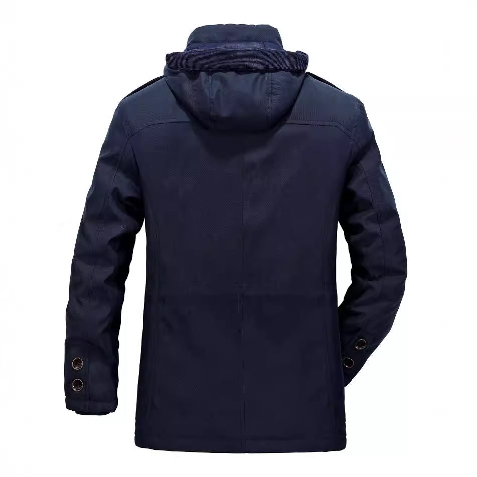 Herren Thermo-Canvas-Parka mit Sherpa-Innenfutter, abnehmbarer Kapuze und Multifunktions-Taschen Drune