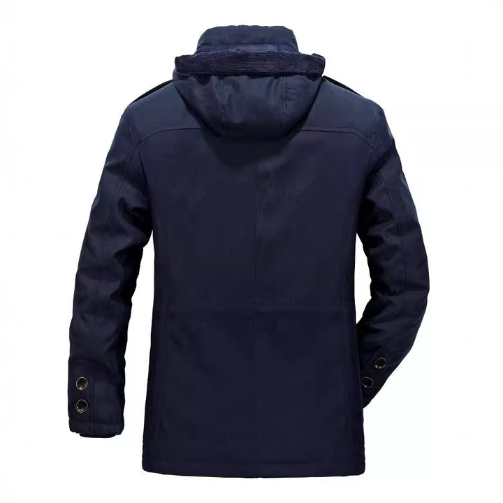 Herren Thermo-Canvas-Parka mit Sherpa-Innenfutter, abnehmbarer Kapuze und Multifunktions-Taschen Drune