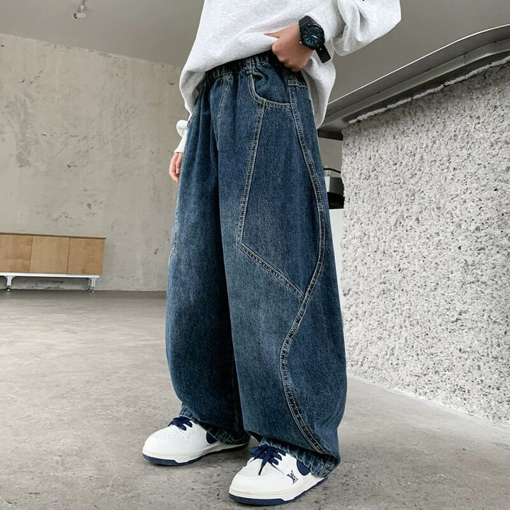 Damen Weit geschnittene Jeans mit elastischem Bund Drune
