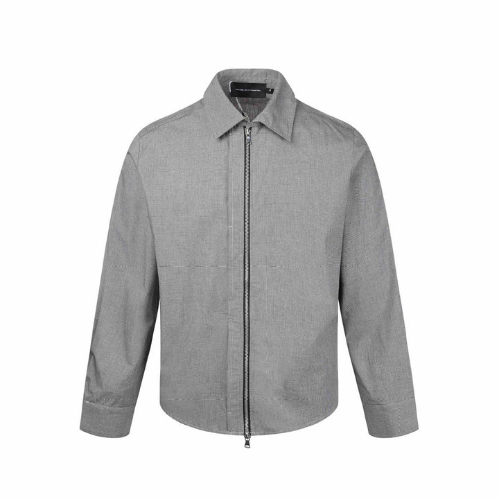 Herren Kurzjacke mit Hemdkragen, Zwei‑Wege‑Reißverschluss und feiner Struktur Drune