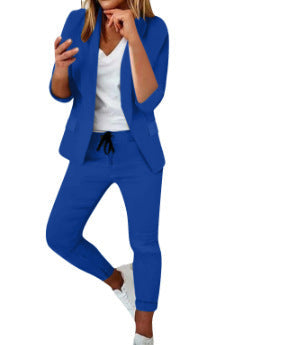 Damen elegantes und modernes Anzug-Set mit tailliertem Blazer und schmalen Hosen Drune