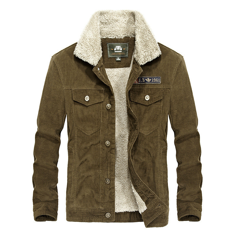 Herren Trucker-Cordjacke mit Teddyfutter und aufgesetzten Brusttaschen Drune