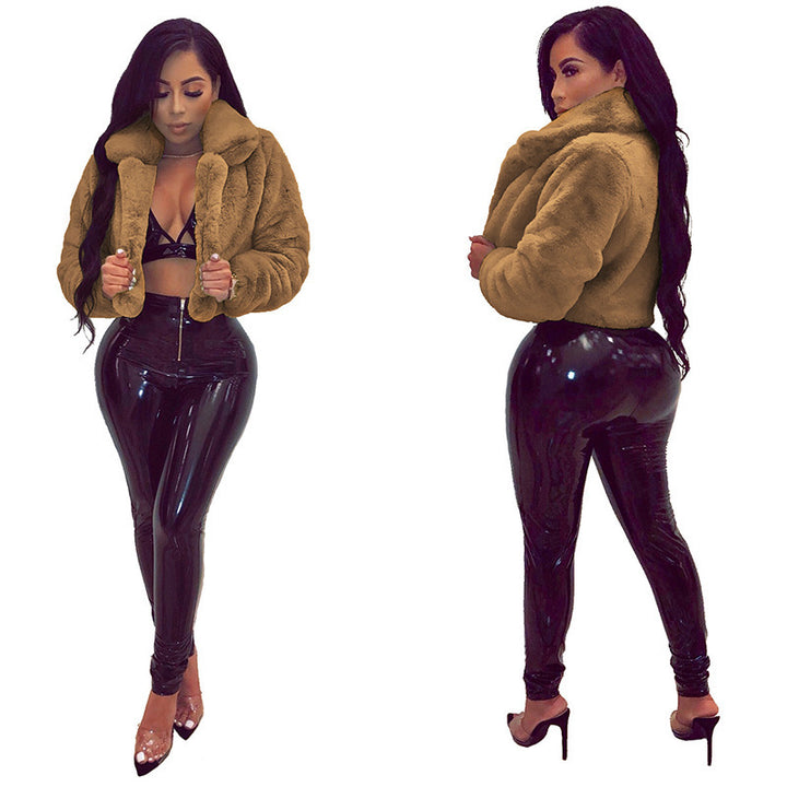 Damen Cropped Kunstpelz‑Blouson mit tailliertem Schnitt, Stehkragen und weichem Teddy‑Finish Drune