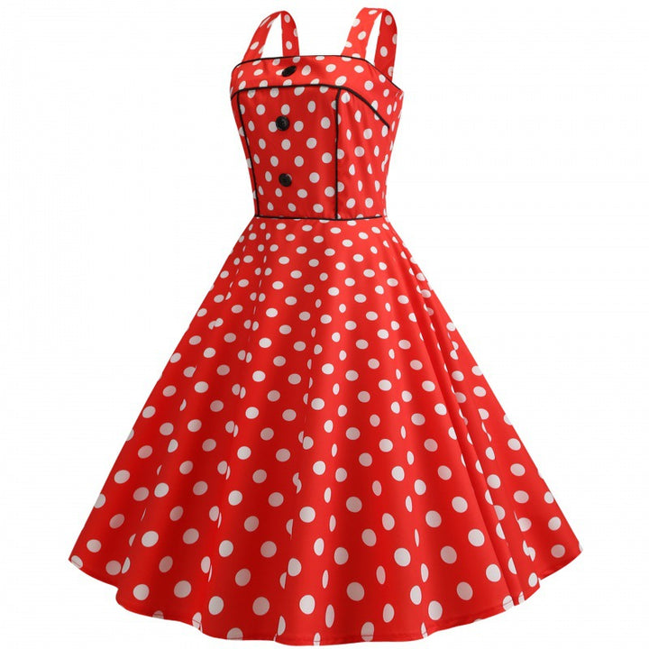 Damen Swingkleid mit Punkten und taillierter Silhouette Drune