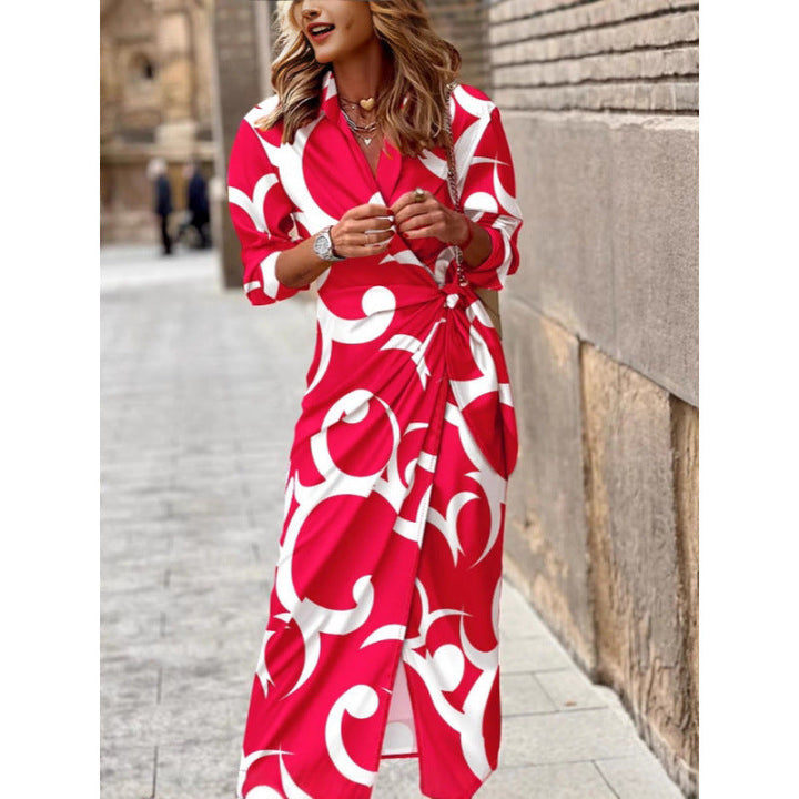 Frauen Elegantes Wrap Kleid Drune