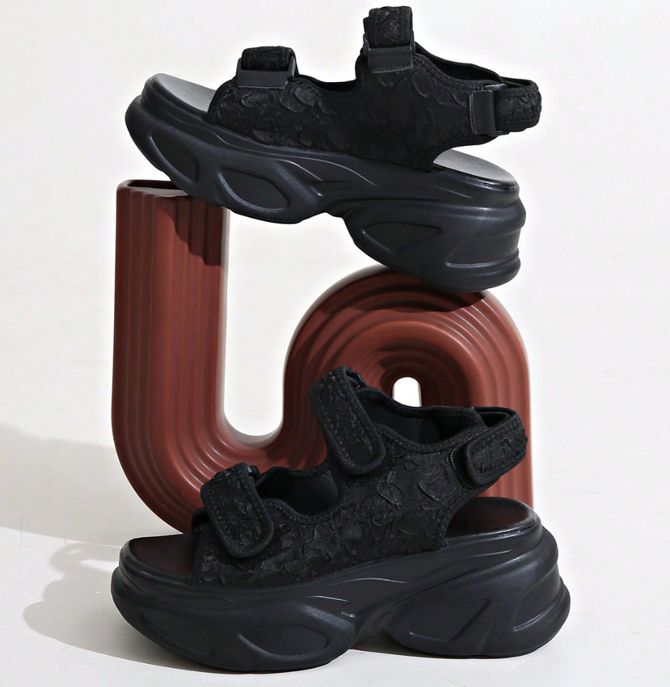 Damen Plateau-Sandalen mit verziertem Riemen und komfortabler Sohle Drune