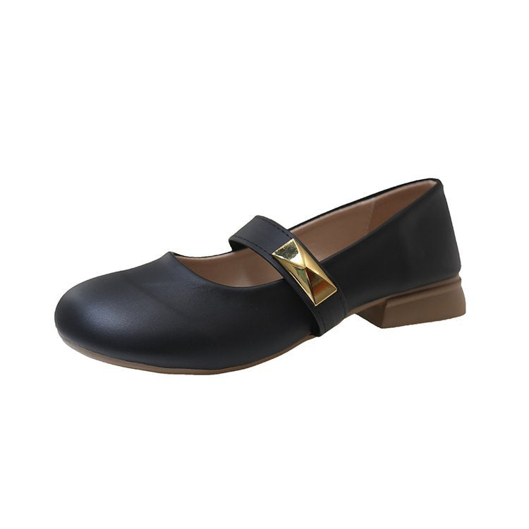 Damen Ballerinas mit dekorativem Riemchen und goldener Applikation Drune