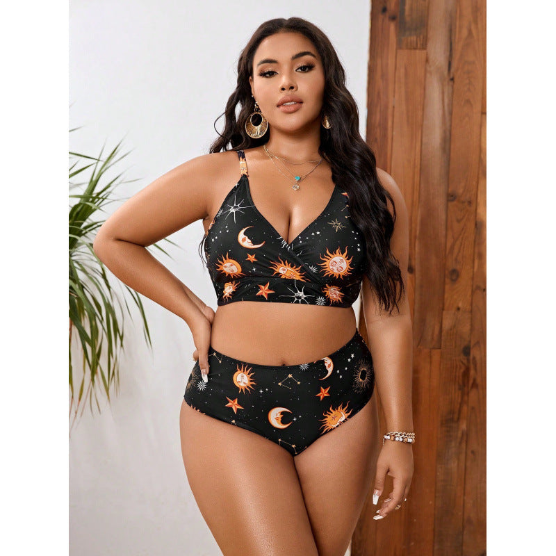 Damen Triangel-Bikini mit gebundenem Oberteil und verspieltem Sternenmuster Drune