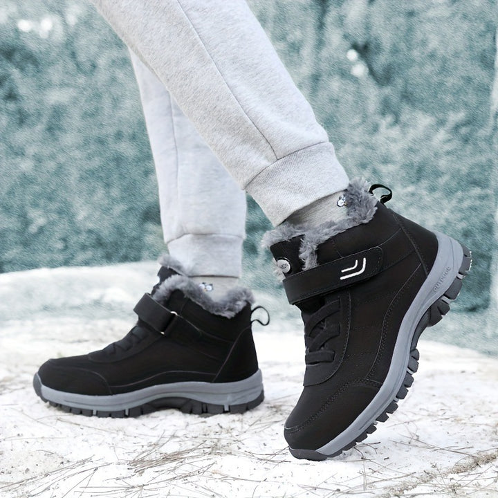 Herren Gefütterte Winter‑Trekking‑Boots mit Klettverschluss und Kunstfellfutter Drune