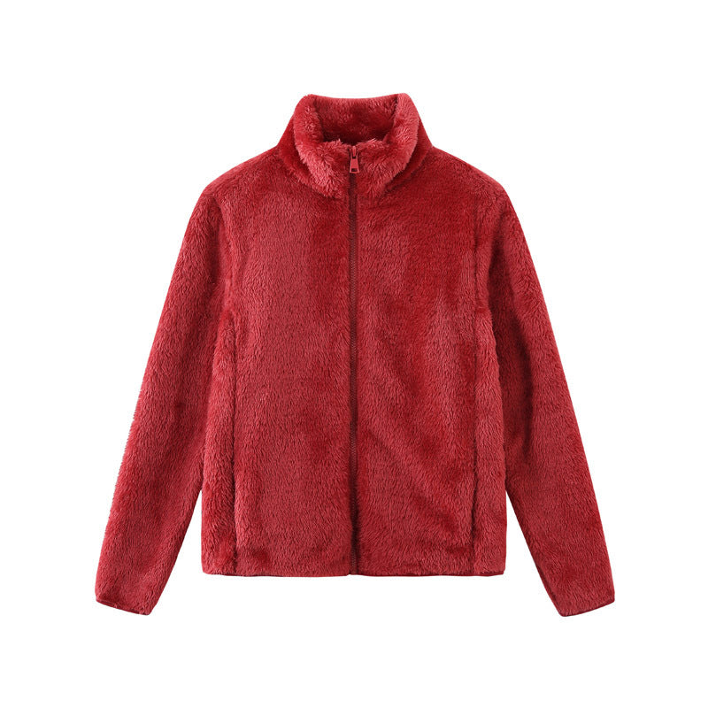 Damen gemütliche Fleecejacke mit hohem Kragen und praktischem Reißverschluss Drune