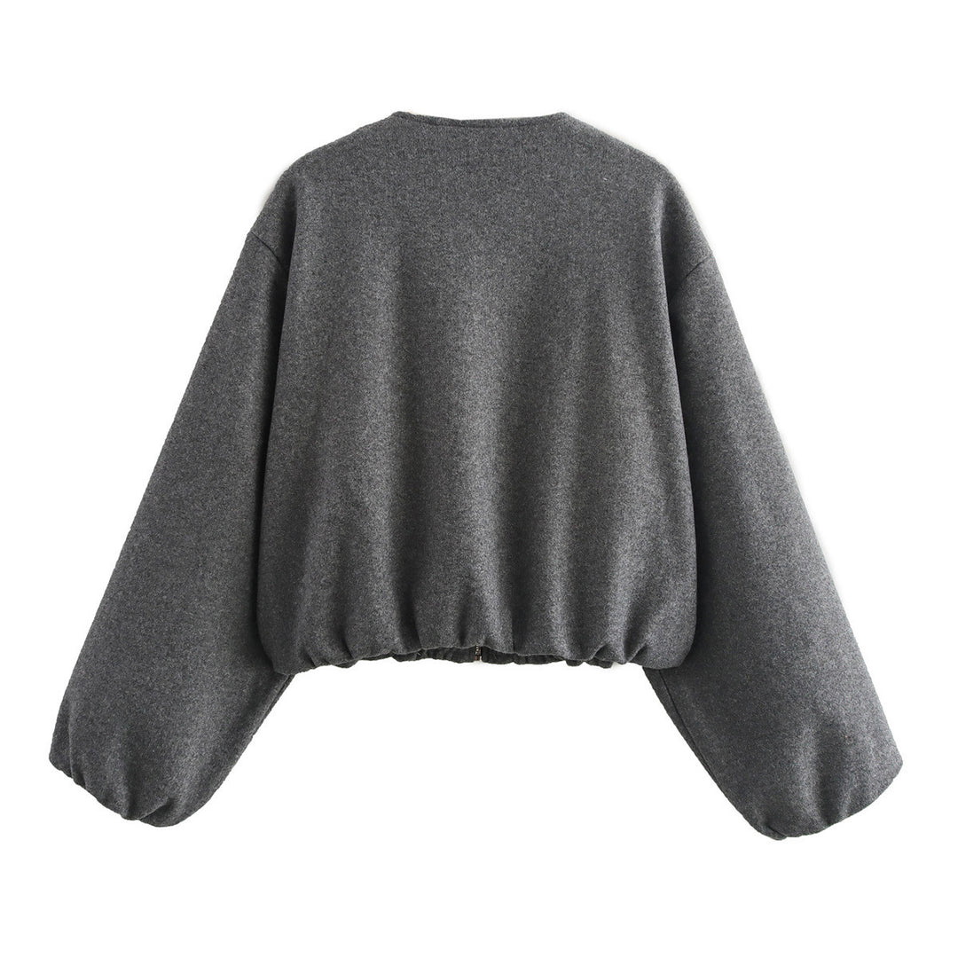 Damen lässige Oversize-Jacke mit elastischem Bund und praktischen Taschen Drune