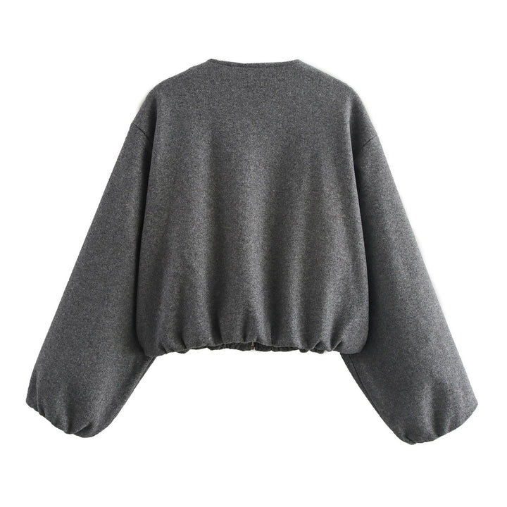 Damen lässige Oversize-Jacke mit elastischem Bund und praktischen Taschen Drune