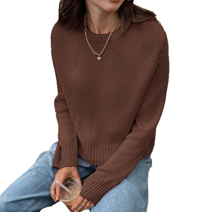 Damen nan gestrickter Feinstrick-Pullover mit Rundhalsausschnitt, leichter Oversize-Passform und gerippten Bündchen Drune