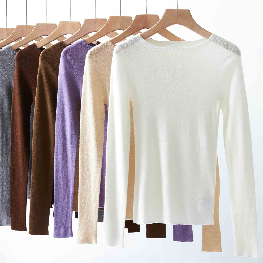 Damen Feiner Langarm-Feinstrickpullover mit U-Boot-Ausschnitt und figurbetonter Passform Drune