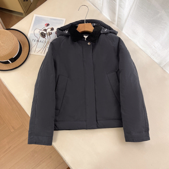 Damen modische und funktionale Kurzjacke mit Kapuze Drune