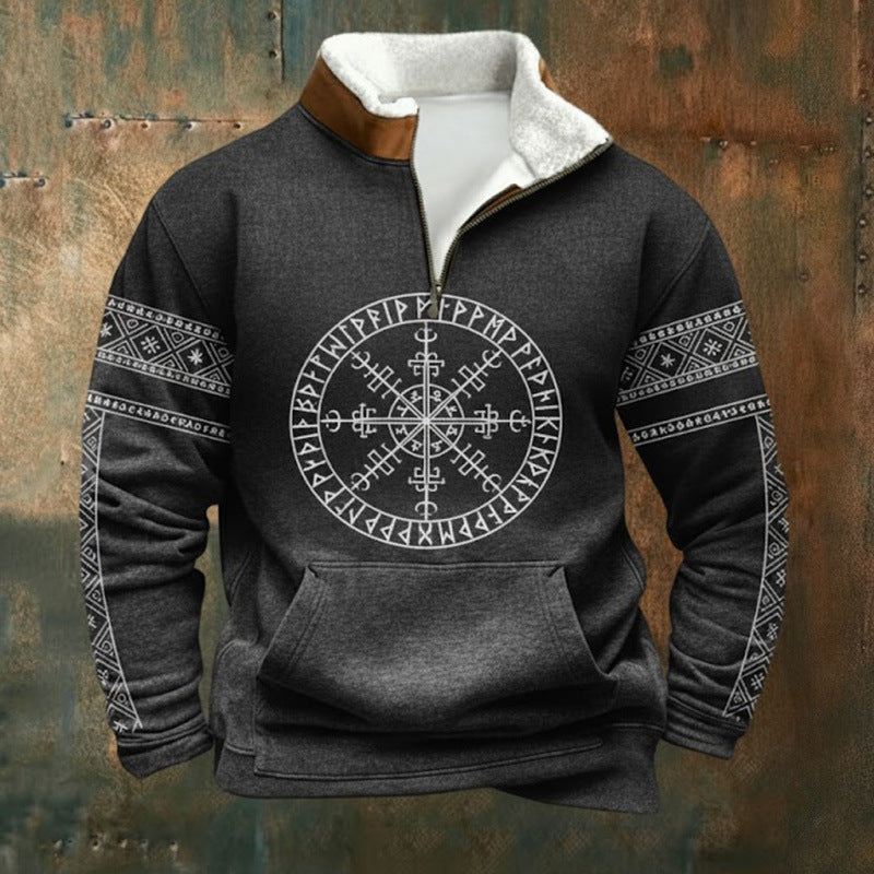 Herren Urbaner Fleece Pullover mit Baum-Motiv Drune