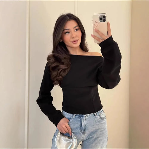 Damen Sportliches cropped Sweatshirt mit Schnürung Drune