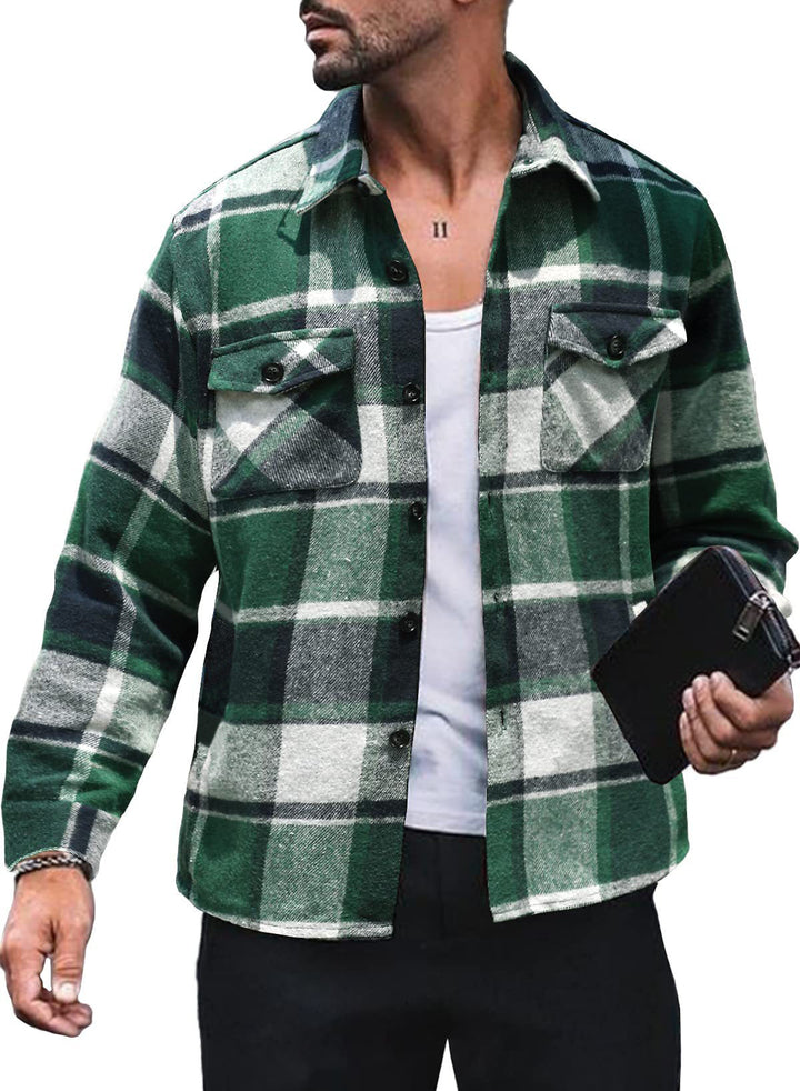 Herren Flanellhemd mit Karomuster und funktionalen Taschen Drune
