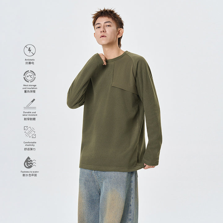 Herren Fleece-Langarmshirt mit asymmetrischer Brustpasse und leichtem Stretch Drune