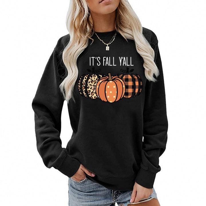 Damen nan lässiges Herbst Sweatshirt mit Kürbismotiv und Rundhalsausschnitt Drune