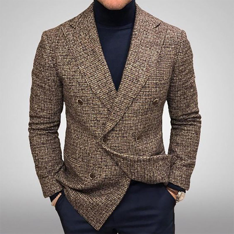 Herren Doppelreihiger Struktur-Blazer mit taillierter Schnittführung Drune