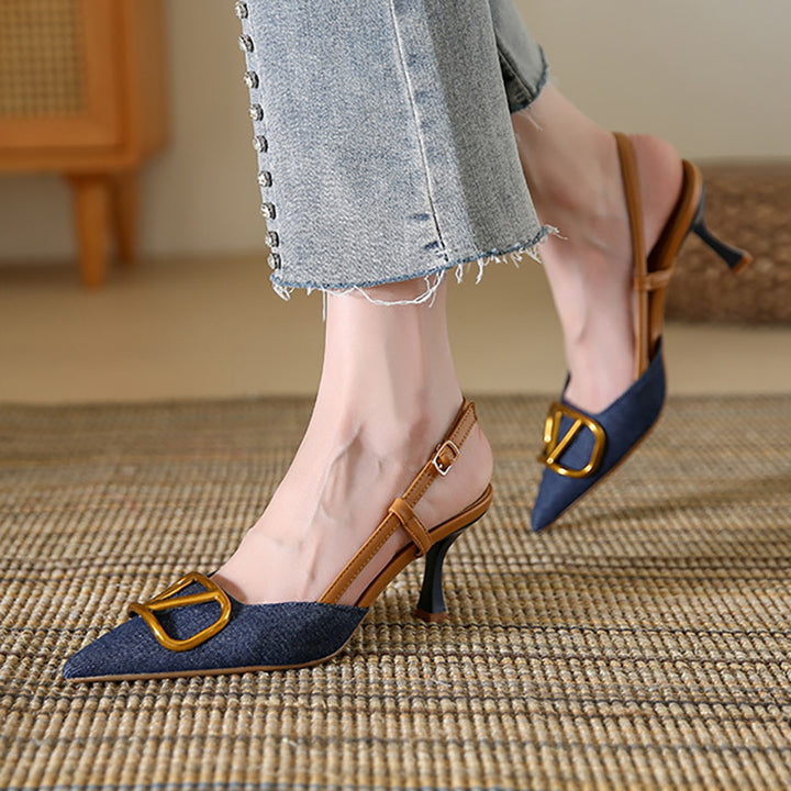 Damen Slingback Pumps mit eleganter quadratischer Zehenpartie und hochwertigem Riemen Drune