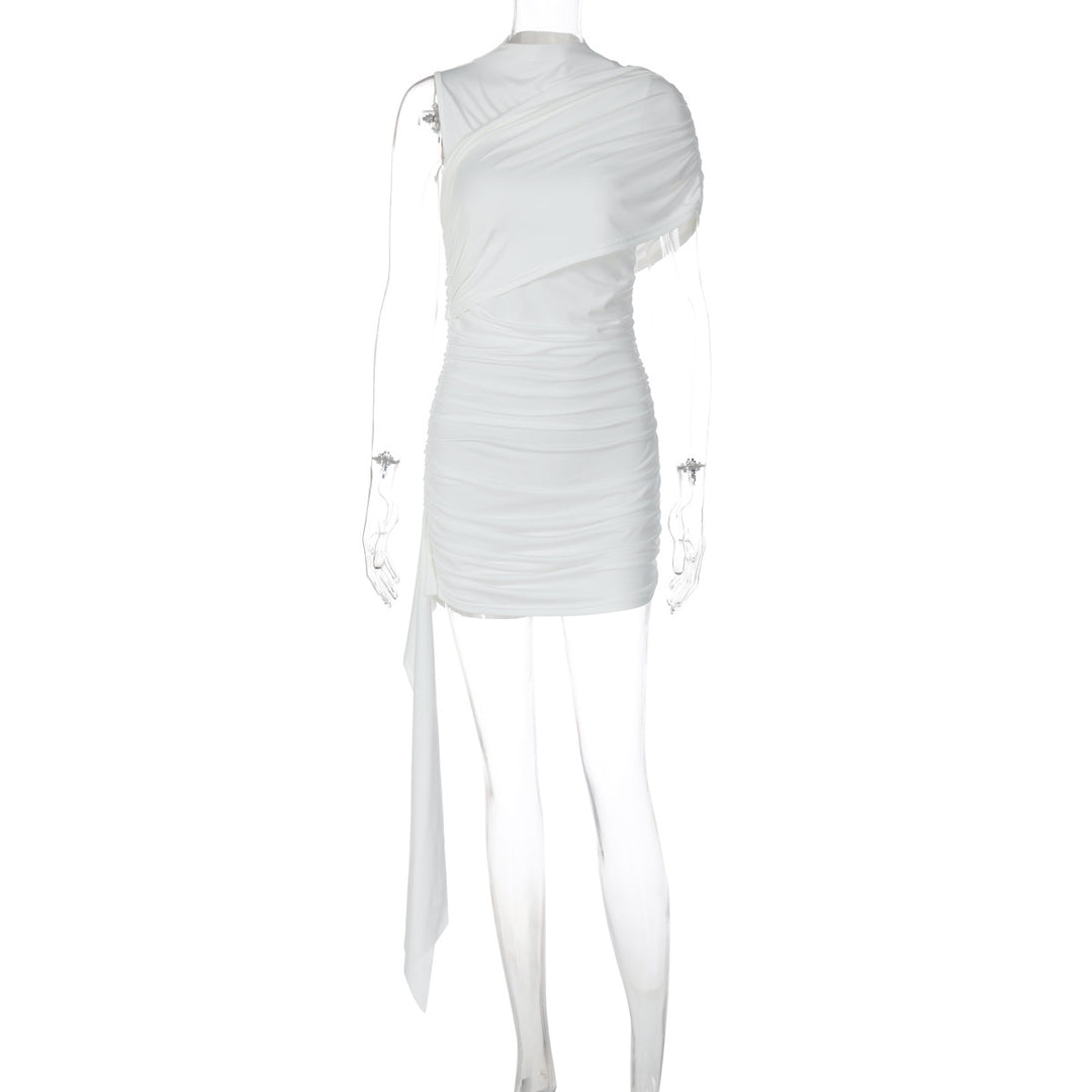 Damen Elegantes Cocktailkleid mit asymmetrischem Saum und Raffung Drune