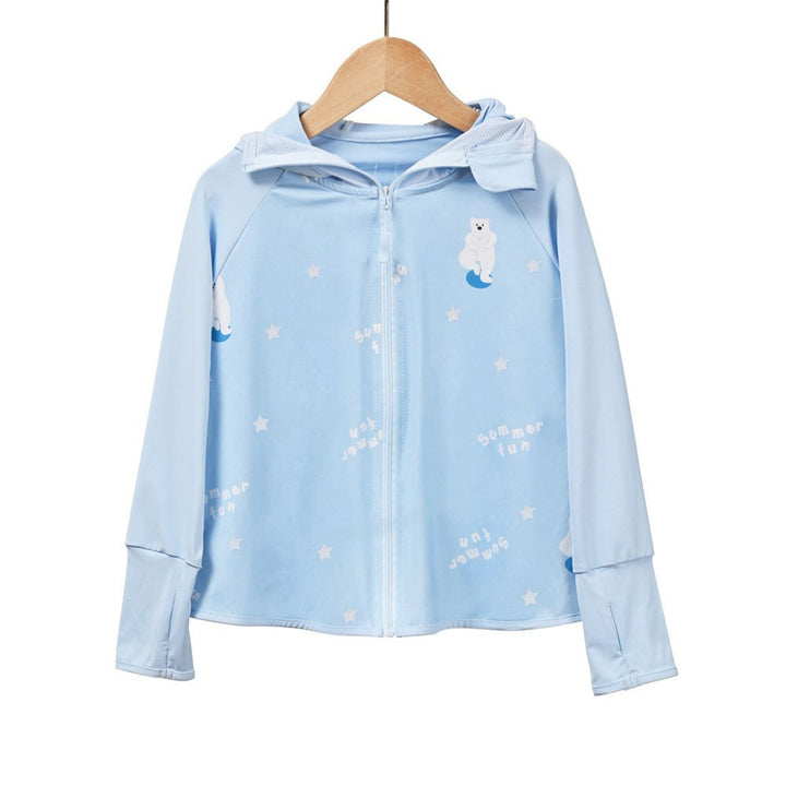 Damen leichte Sportjacke mit Kapuze und dezentem Motiv Drune