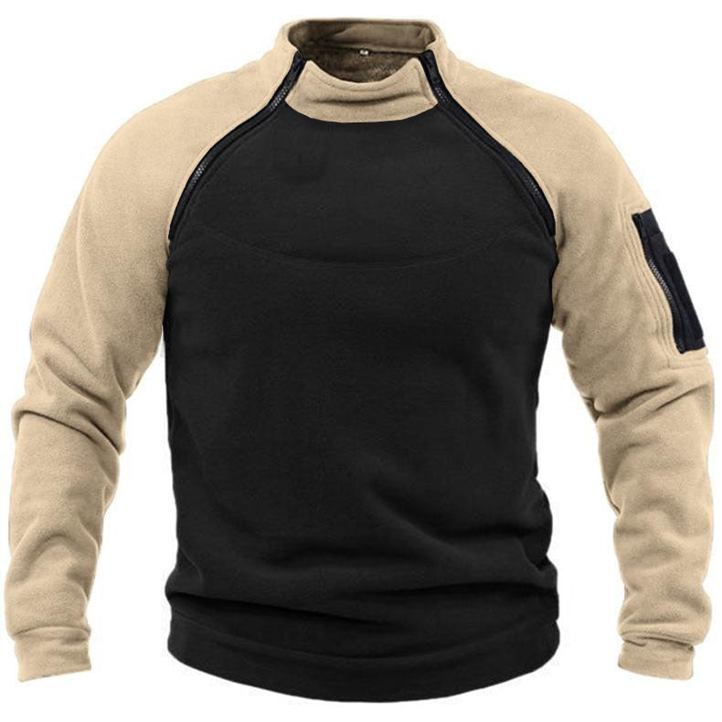 Herren Fleece-Pullover mit hohem Kragen und funktionalen Taschen Drune