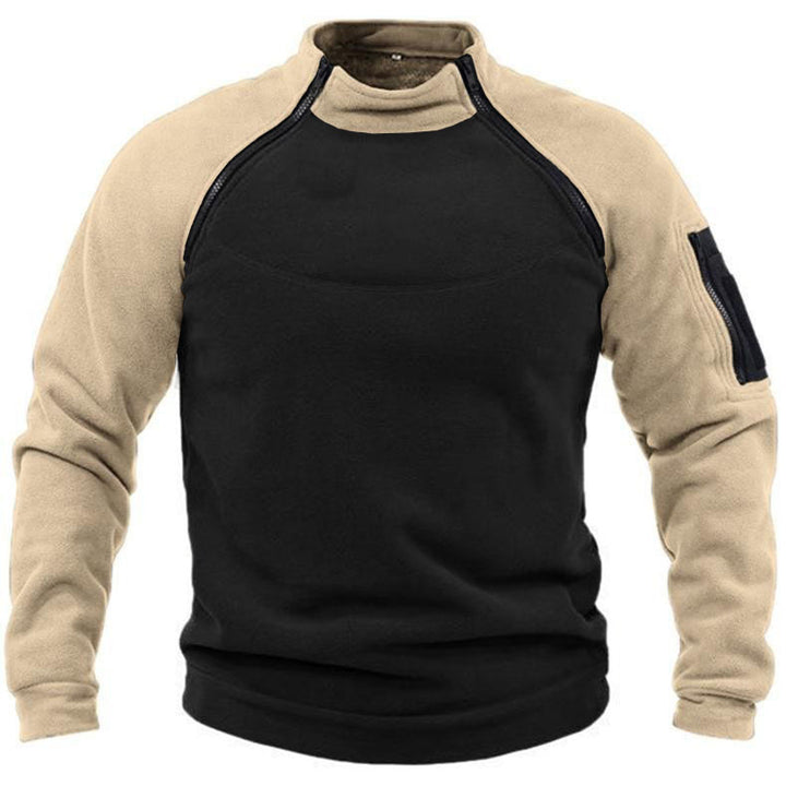 Herren Fleece-Pullover mit hohem Kragen und funktionalen Taschen Drune
